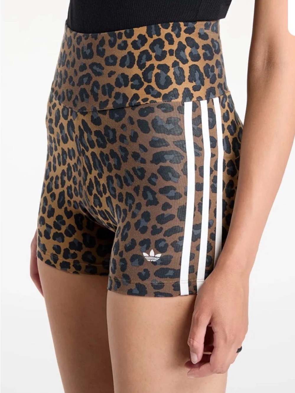 NWT adidas Originals Leopard Print 3-Stripes Booty Shorts Size L